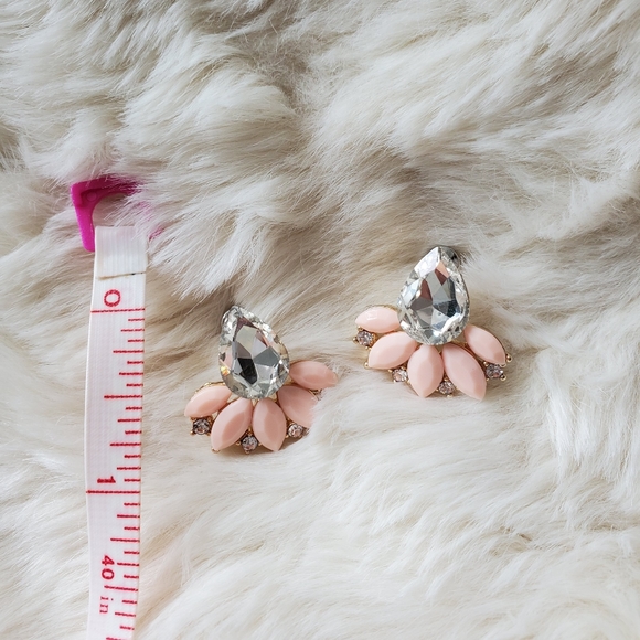 Blush Pink Gold CZ Statement Earrings stud - Picture 3 of 3